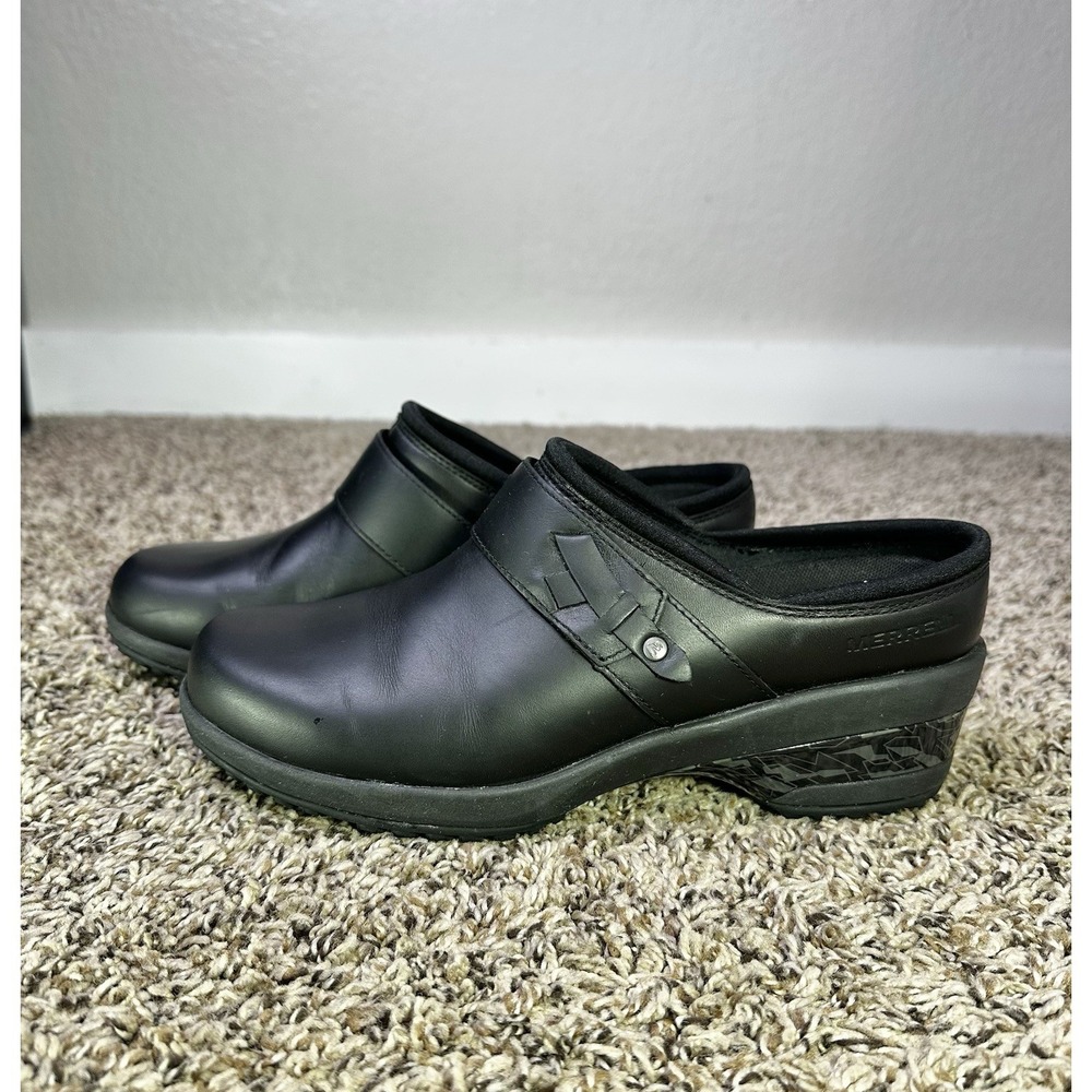 Merrell Valetta Moc AC+ Pro Leather Slip Resistant Black Work Shoe Women's Sz 8